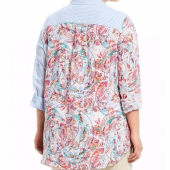 Westbound Shirt Striped Paisley Button-Down Petites Sz PL #168F - Picture 9 of 11